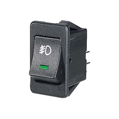 Off/On Rocker Switch with Green LED and Front Fog Symbol - NARVA Part No. 63027BL