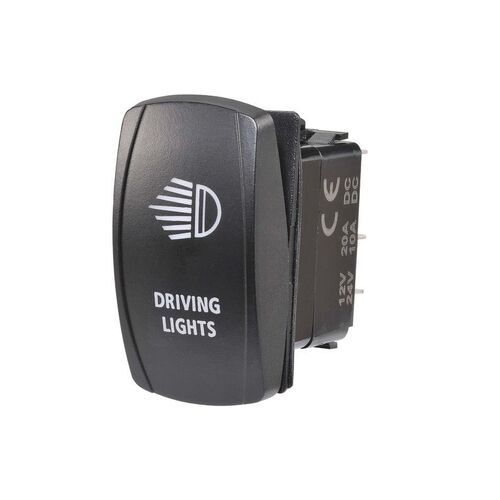 12/24V Off/On LED Illuminated Sealed Rocker Switch with "Driving Lights" Symbol (B - NARVA Part No. 63220BL
