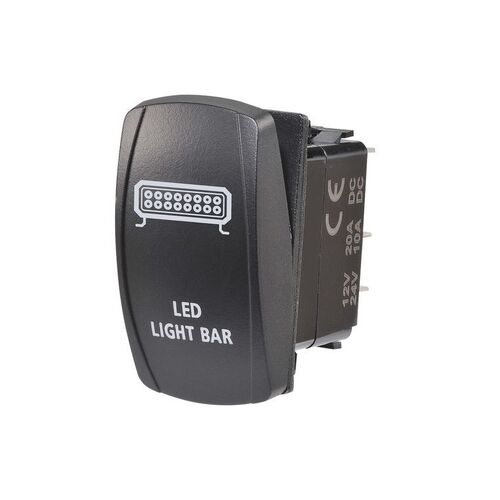 12/24V Off/On LED Illuminated Sealed Rocker Switch with "LED Light Bar" Symbol (Bl - NARVA Part No. 63224BL