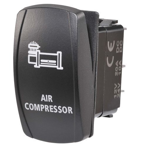 12/24V Off/On LED Illuminated Sealed Rocker Switch with "Air Compressor" Symbol (B - NARVA Part No. 63228BL