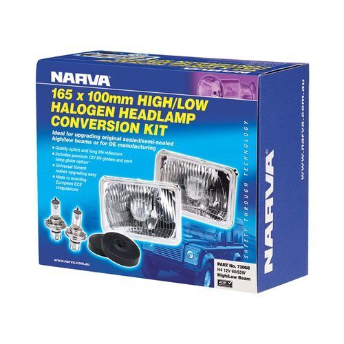 Halogen Headlamp - H4 Conversion Kit - 165 x 100mm High/Low Beam Free Form - NARVA Part No. 72068