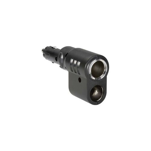 Cigarette Lighter Plug with Adjustable Twin Accessory Sockets and Lighter Fixture - NARVA Part No. 81044BL