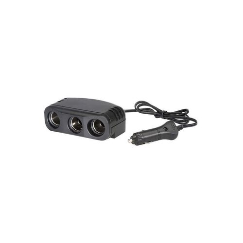 Cigarette Lighter Plug with Extended Lead and Triple Accessory Sockets - NARVA Part No. 81048BL