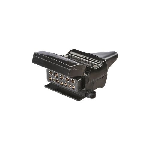 12 Pin Flat Trailer Socket with Reed Switch for use with Normally Closed Circuits - NARVA Part No. 82073BL
