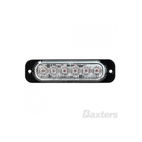 LED Strobe Module Amber Surface Mount 10-30V 6 LED 18W 12 Flash Patterns Synchronizable Class 1 120x32x14mm