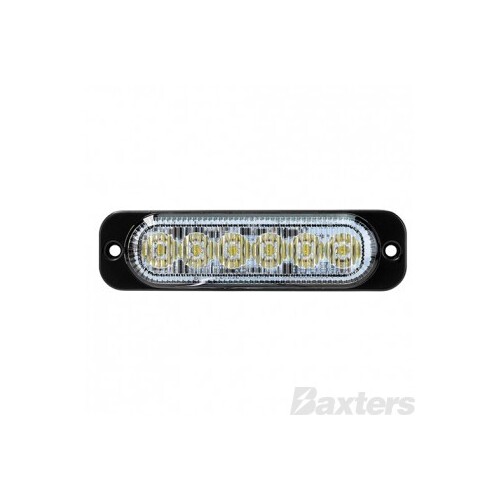 LED Stobe Module White Surface Mount 10-30V 6 LED 18W 12 Flash Patterns Synchronizable Class 1 120x32x14mm