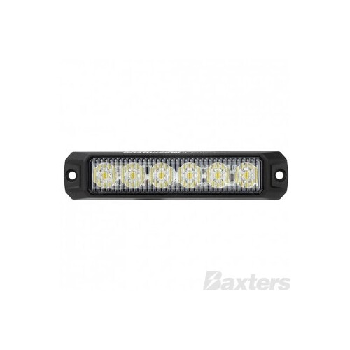 LED Strobe Module White Surface Mount 10-30V 6 LED 18W 12 Flash Patterns Synchronizable Class 1 130x28x12mm