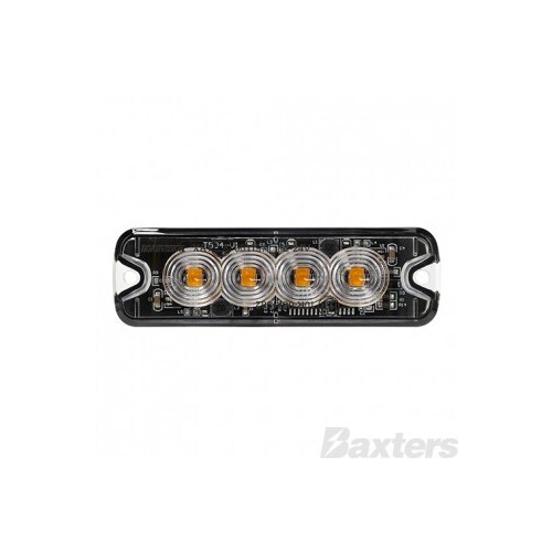 LED Strobe Module Amber Surface Mount 10-30V 4 LED 12W 19 Flash Patterns Synchronizable Class 1 97x30x9mm
