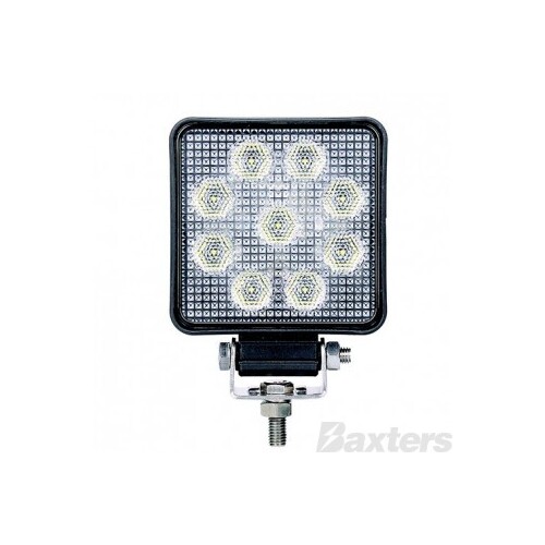 LED Work Light Square Flood Beam 10-30V 9 x 1W Cree LED's IP67 90x32x128mm Roadvision