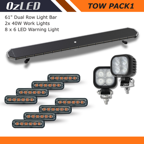 Tow Pack1 – 61" LED Light Bar + 2 Work & 8 Warning Lights