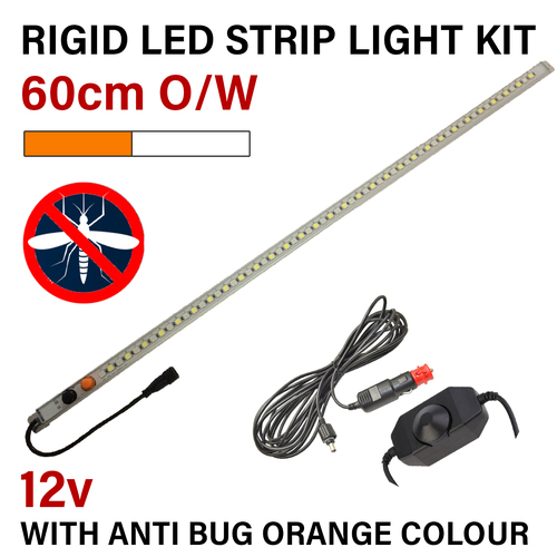 12V Orange / White Rigid LED Campsite Strip Light Kit 600mm (60cm) 